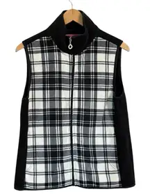 Savile Row Co. London Black and Cream Plaid Fleece Vest Women’s Size Med