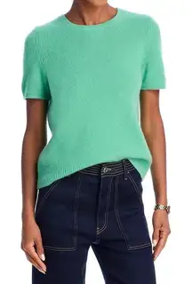 C by Bloomingdales Cashmere Short Sleeve Sweater Mint Green Size S