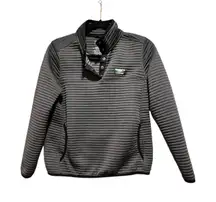 LL Bean Airlight Knit Jacket Women Small Petite 1/4 Snap Gray Outdoor Nature