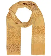 LOEWE Anagram Scarf in Camel New Womens Cashmere Silk Logo Wrap