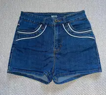 BDG Denim High Rise Erin 5 Pocket Shorts Sz 25 White Stripe