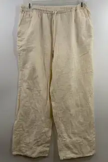 Quince 100% organic cotton gauze straight leg pants vintage cream size Large