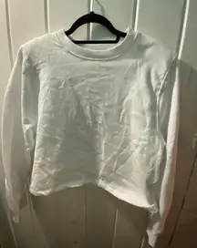 ZARA White Cropped Sweatshirt