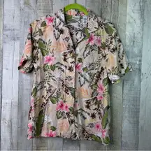 Classic Elements Small(6-8) Button Front Short Sleeve Floral Tropical Shirt