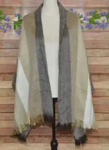 Women's Striped Alpaca Wool Scarf Shawl Size 72 X 24" Neutral Colors So Soft