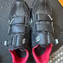 Peloton Black and Red Athletic Cycling Shoes with Velcro Straps