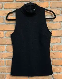 White House‎ Black Market Mock Neck Sleeveless Tank Top Womens XS Black Textured