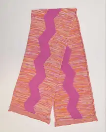 Missoni Orange and fuchsia wool-blend chevron intarsia knit Zigzag Pattern Scarf