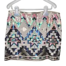 Express sequined Aztec patterned mini skirt size XS