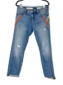 Anthropologie Pilcro Embellished Slim Boyfriend Jeans Women's Sequins Blue Sz 27