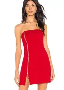 Melodie Strapless Zip Dress in Red by by the way.