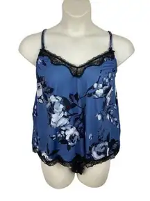 Cacique New  Seriously Sexy 2 Piece Sleep Set Plus 14/16 Blue Floral Black Lace