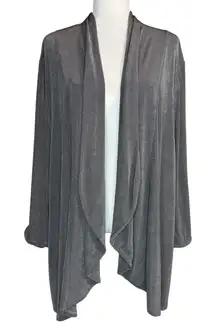 Chicos Travelers 20/22 4 Plate Sleeve Cardigan Gray Shadow Cross Slinky
