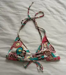 Y2K XOXO Pink & blue swirl floral halter bikini top Size small