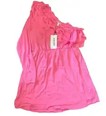 Vera Moda one shoulder ruffle detail dress. Pink size M. NWT! Mini length.