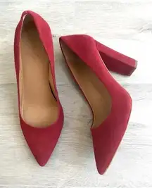 J CREW Burgundy Merlot Red GENUINE LEATHER suede Italy High Heels Pumps Sz 9.5
