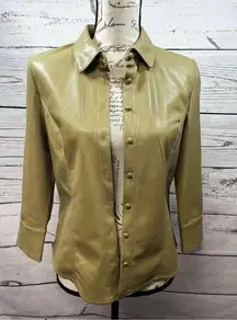 Elie Tahari small tan faux leather button down jacket - 3108