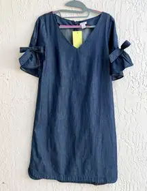 J.Crew  tie bell sleeves chambray mini dress extra small