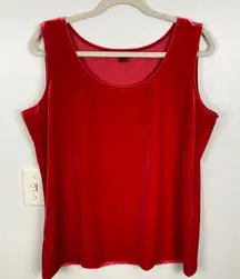 Talbots Womens 1X Red Velvet Sleeveless Top Special Event Party Holiday Vamp