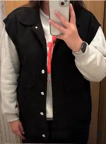 Full length black denim style vest 