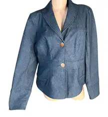 View By Walter Blue Herringbone Denim Trouser Jeans and Blazer Pant Suit Sz 10 L