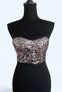 Pink sequin fairy strapless corset top By Balera Size Small