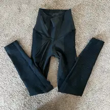 Nike Dri Fit Zoned Sculpt Super High Waisted Ribbed Leggings in Grey/Black