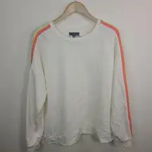 Croft and Barrow Rainbow Piped Arm Cream Color Sweatshirt (XXXL)