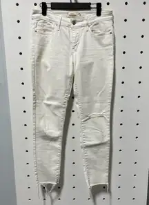Levi's Women White Ankle Frayed Hem DESTROYED SKINNY Jeans Size 28