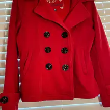 Sebby Vibrant Red Pea Coat