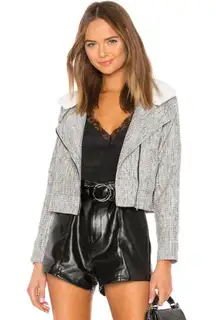 REVOLVE Aubrey Faux Fur Jacket in Black & White