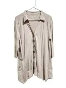 Soft Surroundings Danielle Tunic Beige Khaki Button Down Asymmetrical Medium