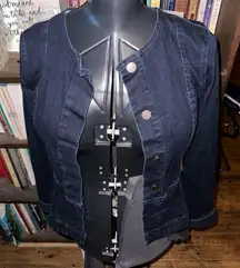 Ann Taylor collarless XS denim stretchy jacket