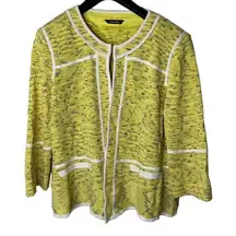 Misook Acrylic Knit Jacket yellow and white size XL