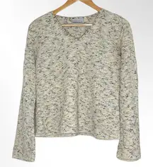 Cotton Cream Sweater Variegated Colors‎ Bell Sleeve