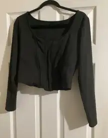 EXPRESS Black Long Sleeve Corset Style Cropped Top Women Size L