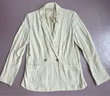 LC Lauren Conrad Women's Beige Double Breasted Blazer Size M Casual‎