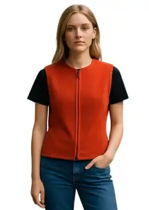 🔵 SALE 3/$25 LL BEAN REED FLEECE FULL ZIP ORANGE VEST M