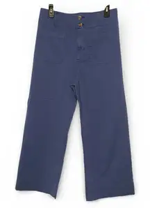 Lauren Conrad Pants Women 10 Super Hise-Rise Wide Leg Crop Blue Boho Cottagecore