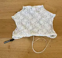 Buci Buci Buci Crop Top Lace Turtle Neck Size L White