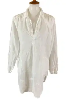 CP Shades Teton White Linen Tunic S Coastal Grandmacore Boho Textured Pocket