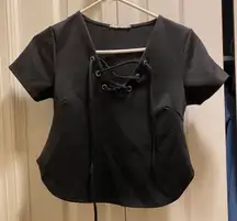 Lively Black Lace Up Blouse