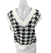 Endless Rose Black White Houndstooth Sleeveless V-neck Sweater Vest Tank Top M