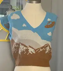 Forever 21 Large UFO Mountain Scene Knit Sweater Vest