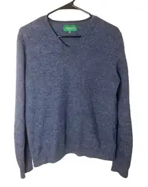 Vintage Emerald Style Blue 100% Wool Pullover Sweater, Size L‎