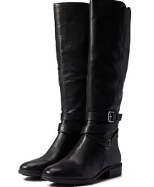 Black Leather Boots Tall Riding Boots Pansy Sz 8 Ankle Zipper