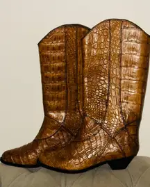 Clarus Alligator Crocodile Cowboy boots women size 10 chestnut