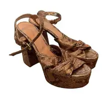 Vintage Python Snakeskin leather platform heels shoes sz 39.5