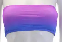 Pilyq PQ Swim Bandeau Top With Convertible Straps Ombre Purple Blue Small NWT