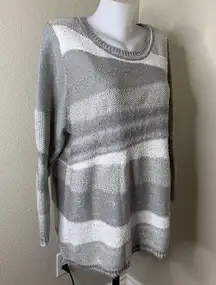 Catherine’s Sz 1X 18/20W Women’s Gray Silver Metallic Sweater Pullover Top